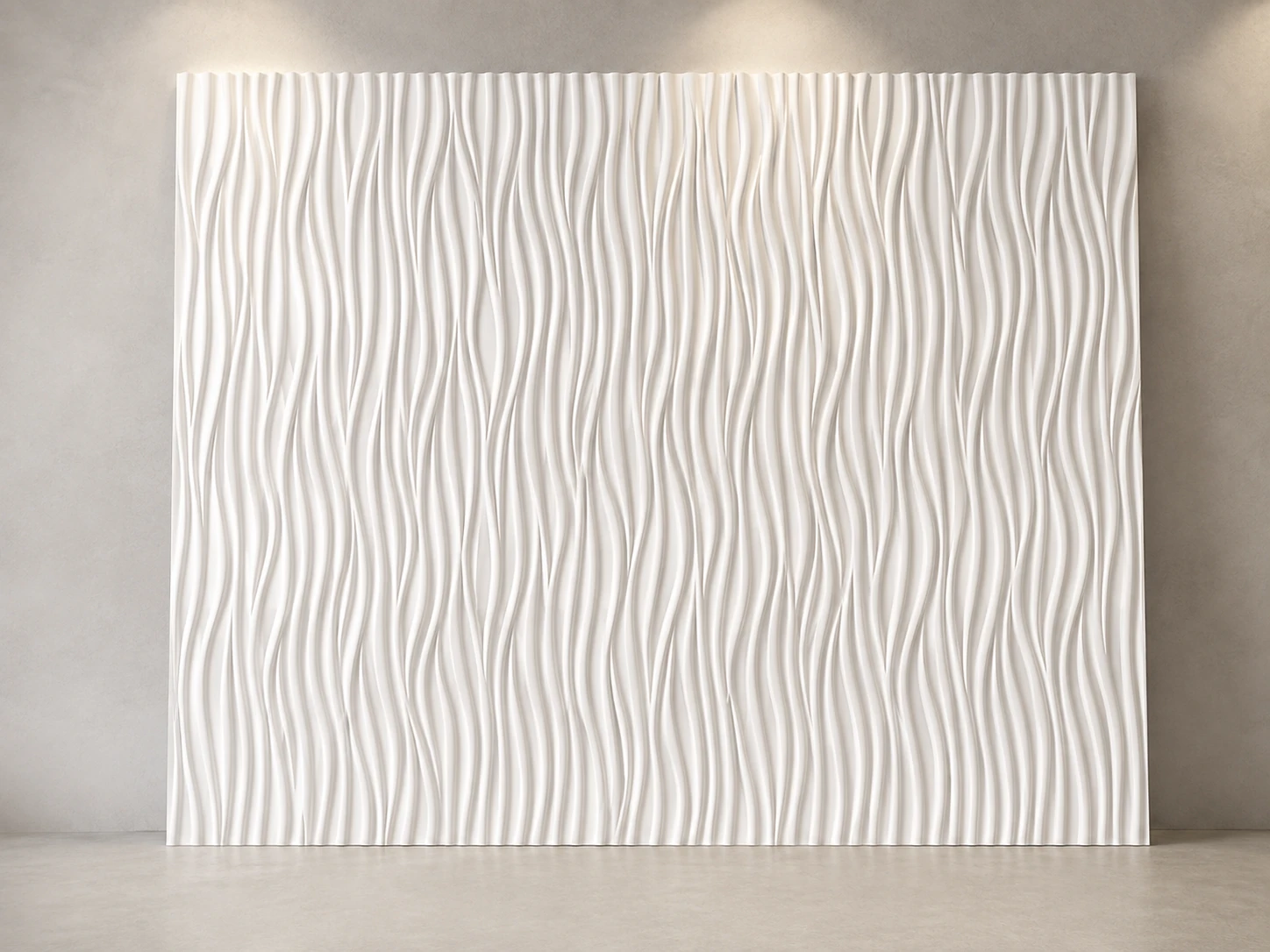 Three dimensional wall panel with sculptural wave texture