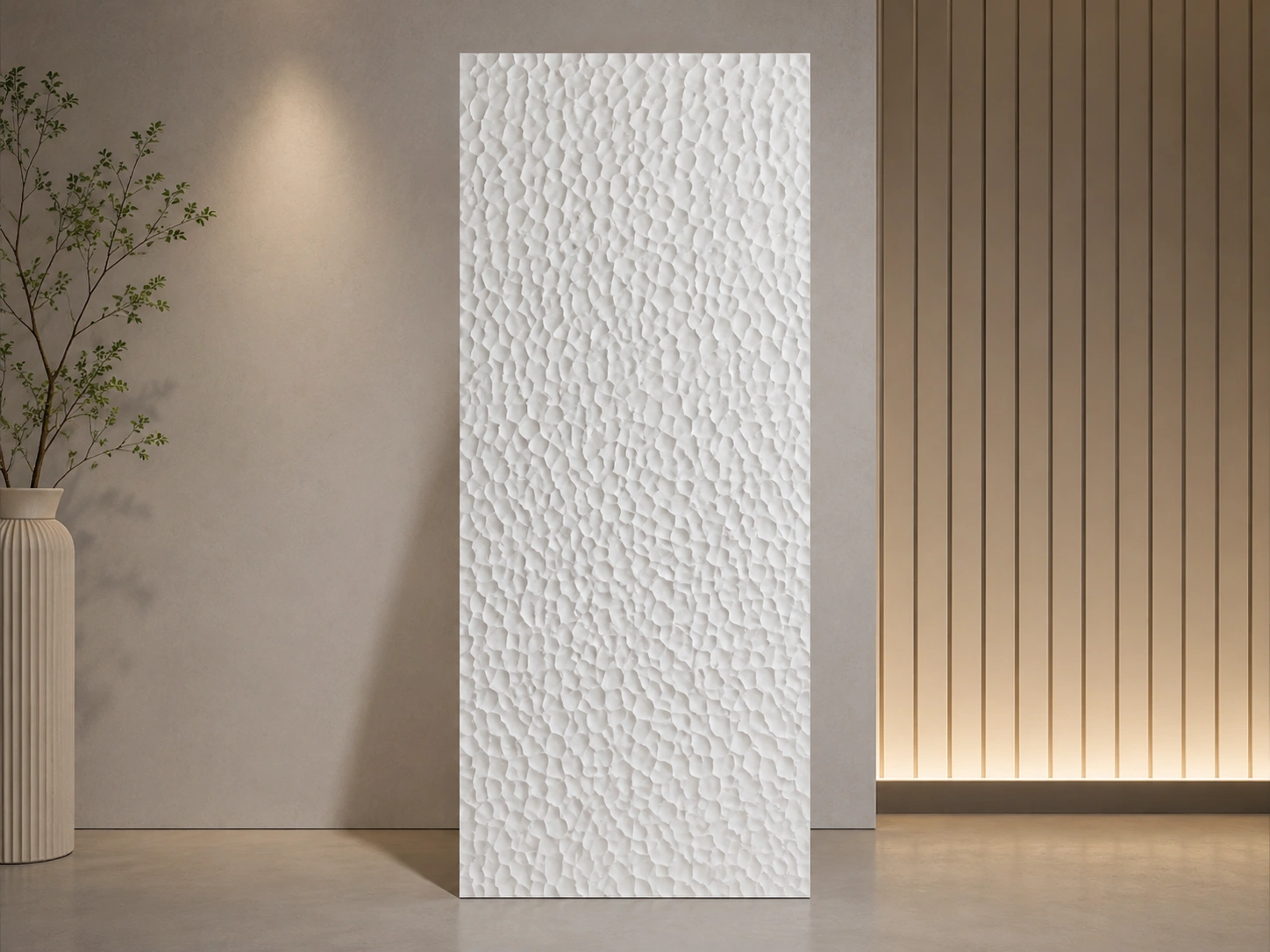 Close view of an organic white textured decorative surface