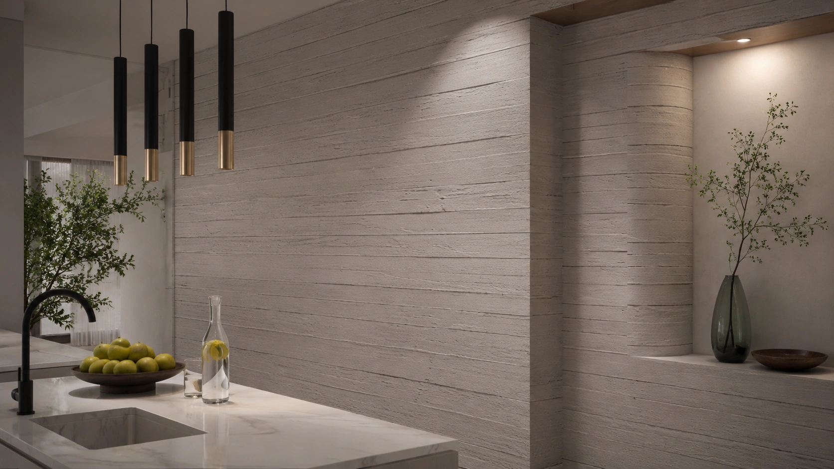 Contemporary wall panel finish in a modern kitchen